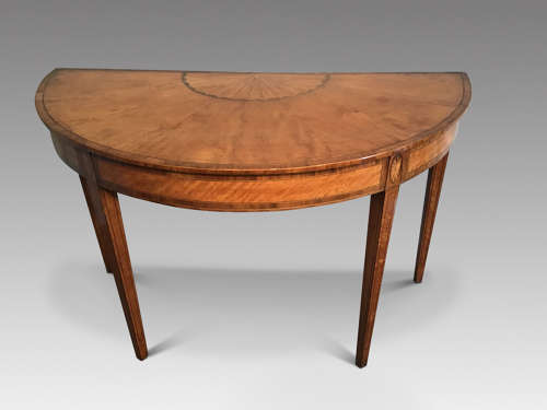 Satinwood Demi Lune Table.