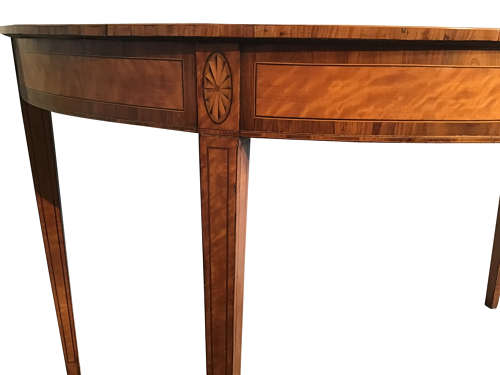 Satinwood Demi Lune Table.