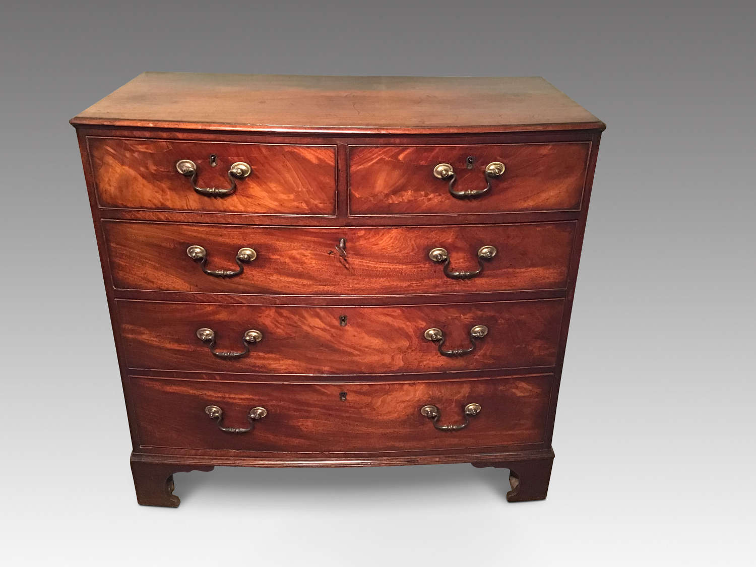Georgian mahogany bow front chest of drawers.