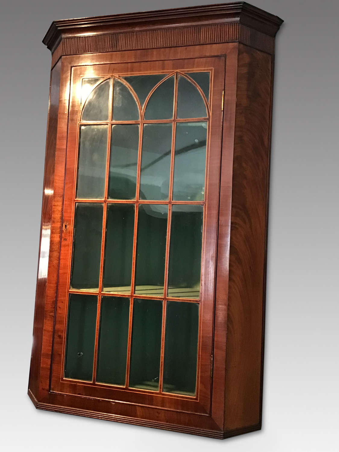 Georgian mahogany glazed corner cabinet