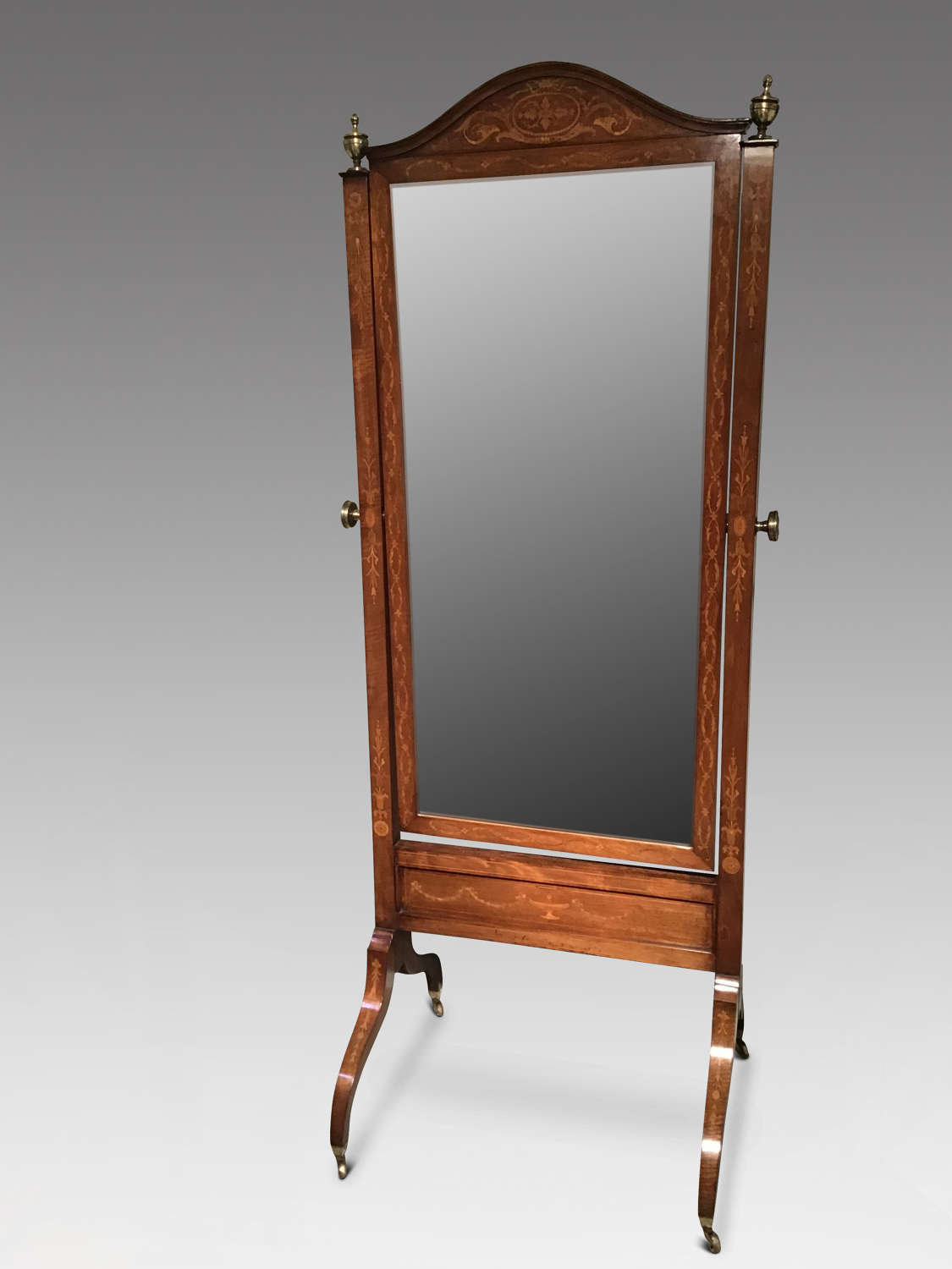 Antique mahogany cheval mirror
