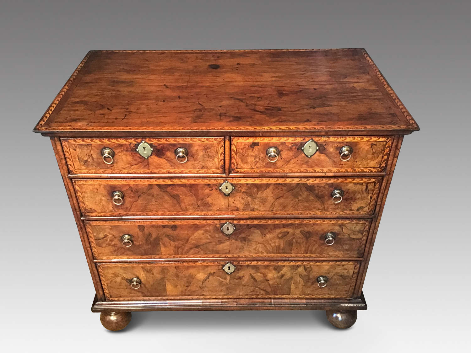 Antique walnut and marquetry chest of drawers
