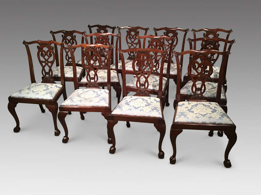 Set of 12 antique mahogany dining chairs