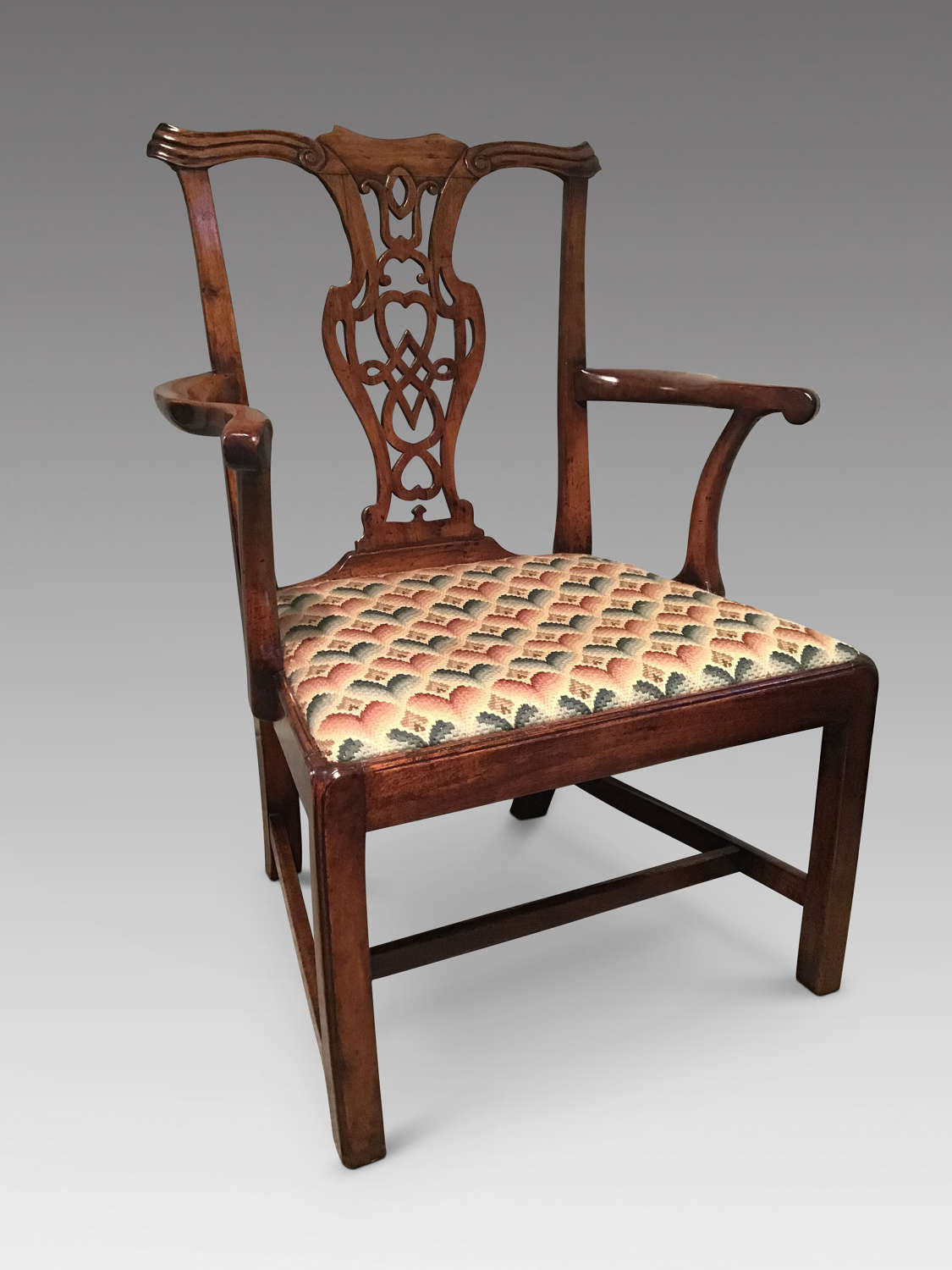 Antique Georgian walnut elbow chair