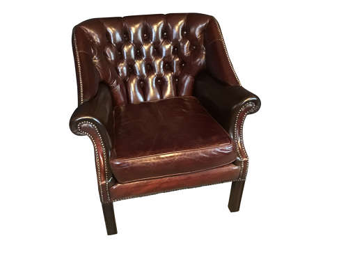 Pair of leather upholstered club chairs