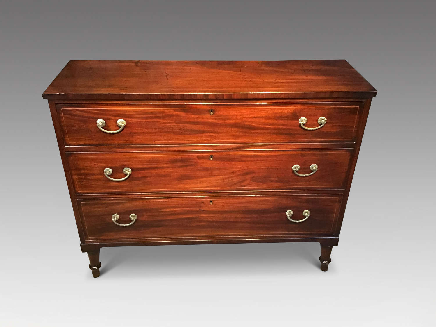 Slim Georgian mahogany chest of drawers