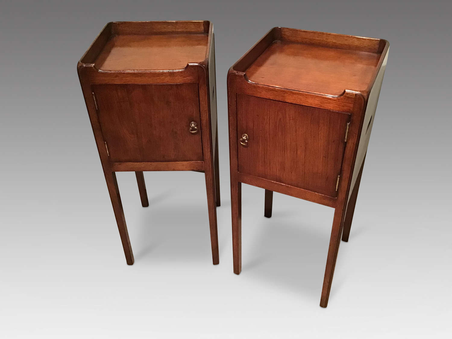 Pair of antique mahogany bedside cabinets