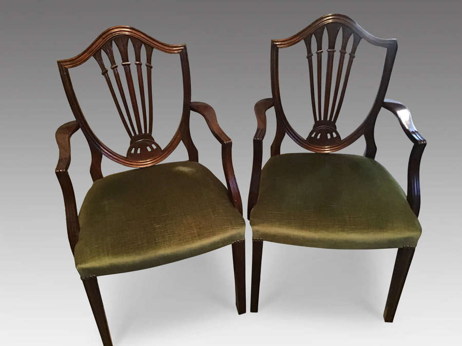 Pair mahogany elbow chairs