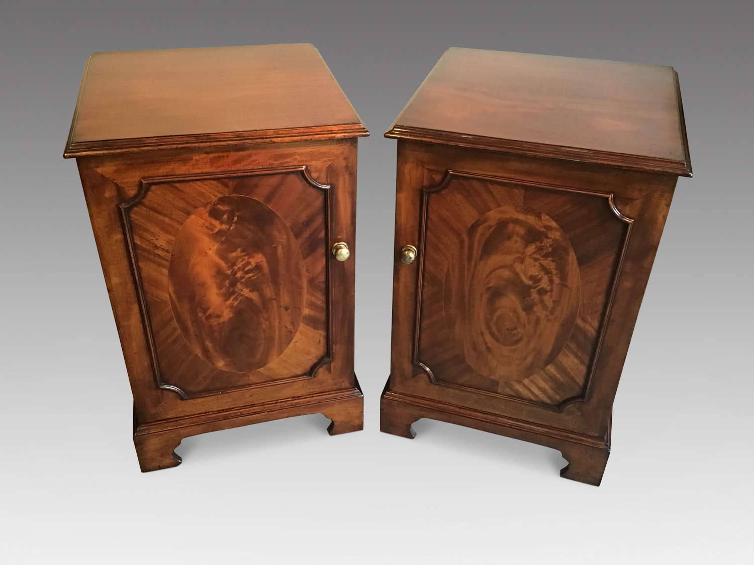 Pair antique mahogany bedside cabinets