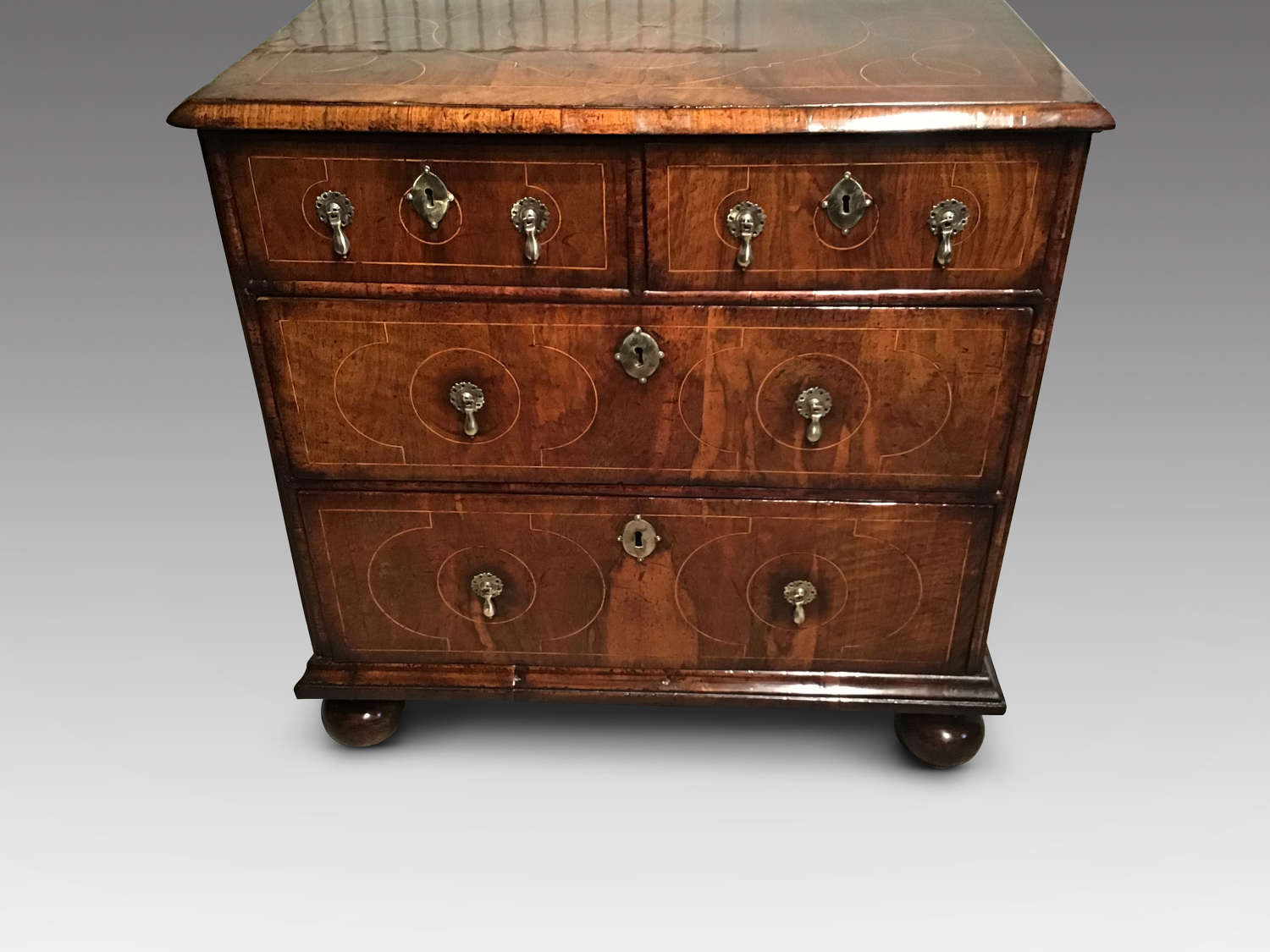 William and Mary walnut chest of drawers.