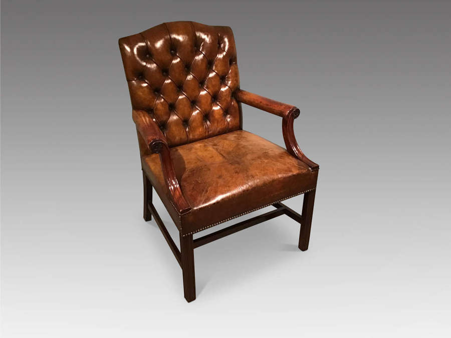 Mahogany and leather Gainsborough chair