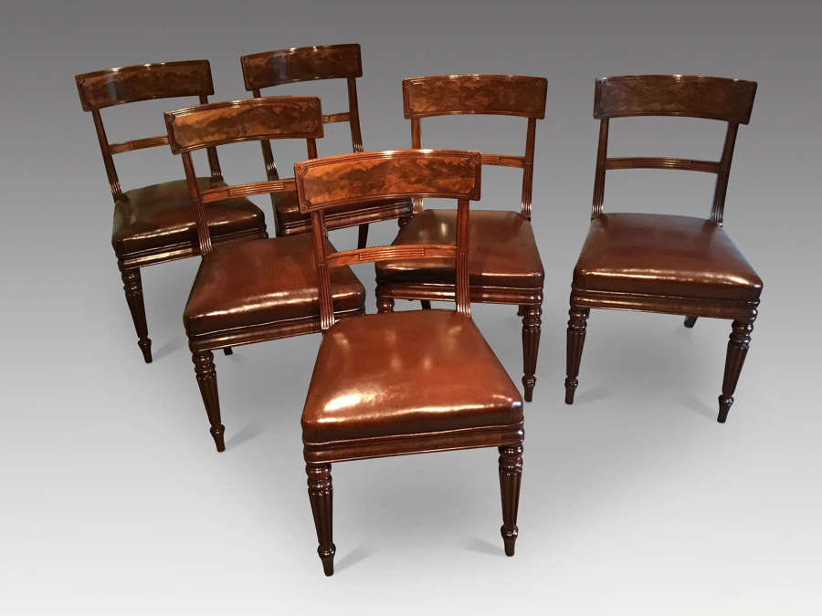 Set of six regency mahogany dining chairs