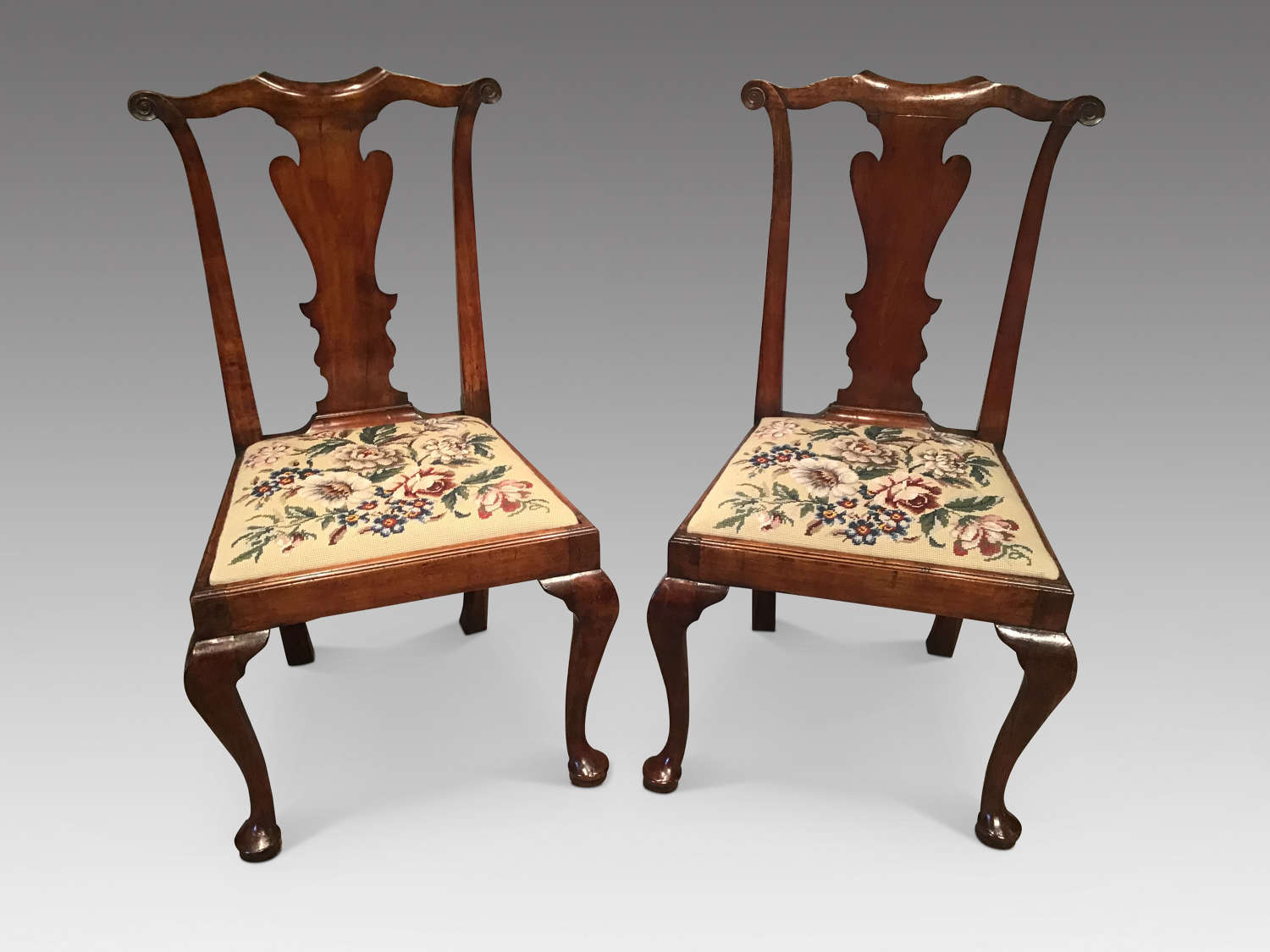 Pair of antique fruitwood chairs