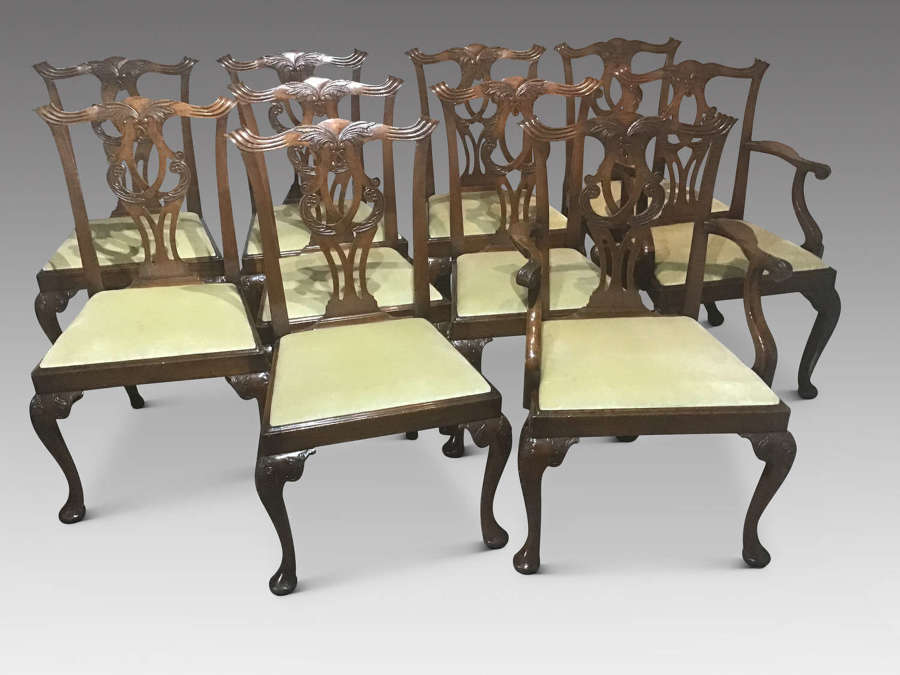 Set of ten antique dining chairs
