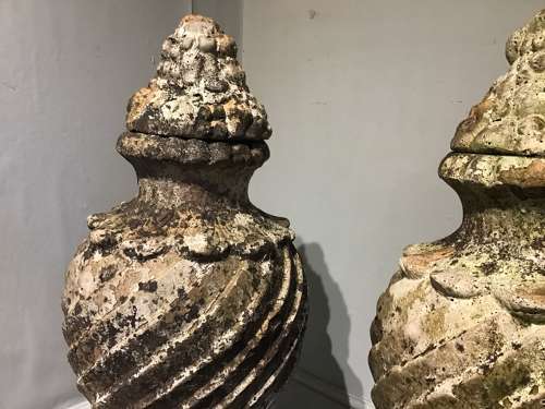Pair terracotta urns