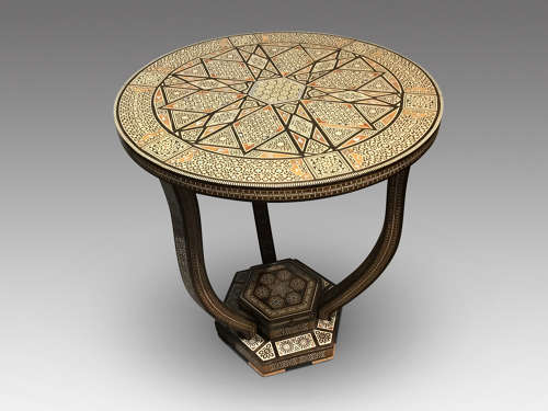 Damascus inlaid occasional table