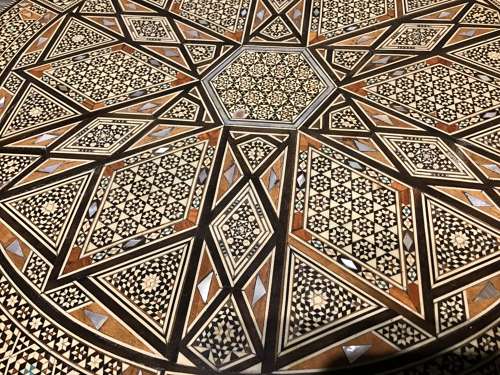 Damascus inlaid occasional table