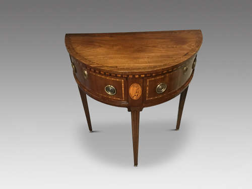 Antique demi-lune sidetable