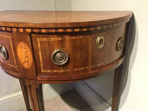 Antique demi-lune sidetable