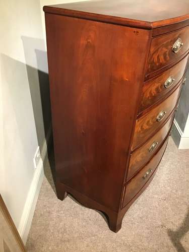 Antique mahogany bow front chest of drawers