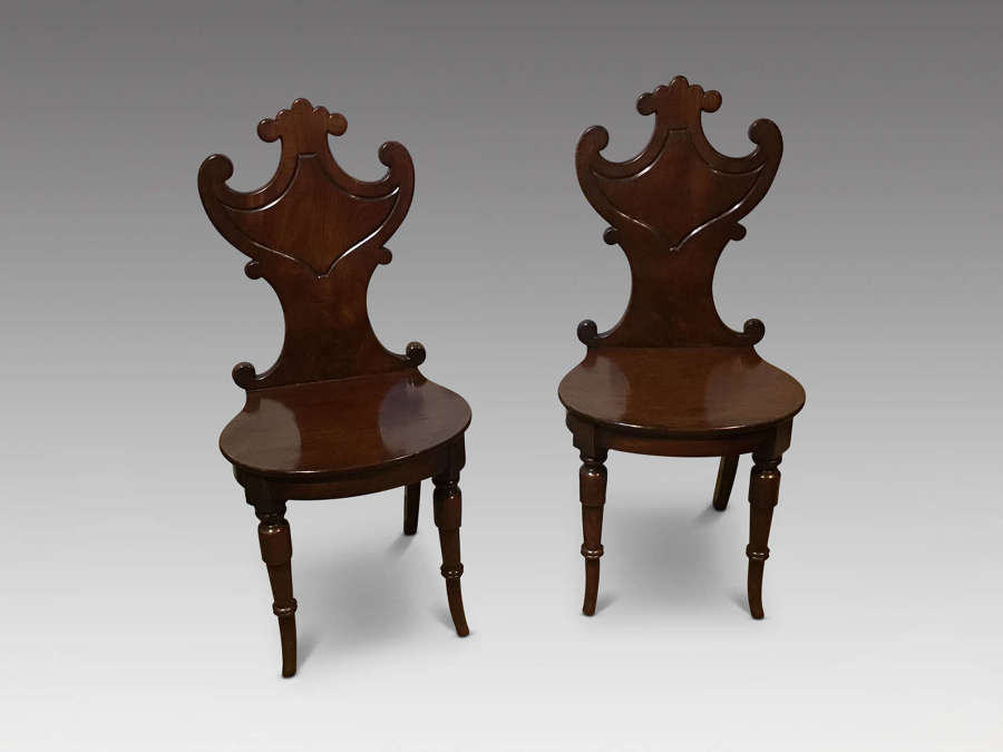 Pair of antique hall chairs