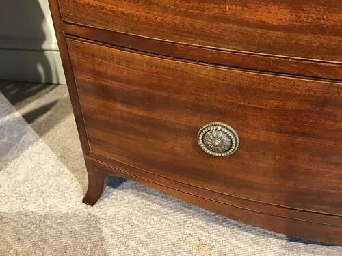 Antique mahogany bow front chest of drawers