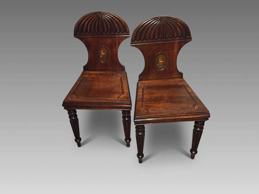 Pair of antique hall chairs