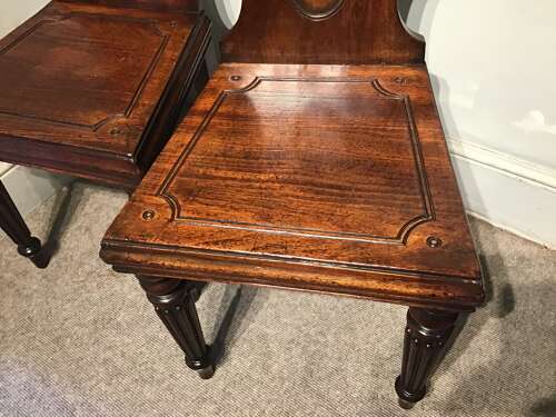 Pair of antique hall chairs