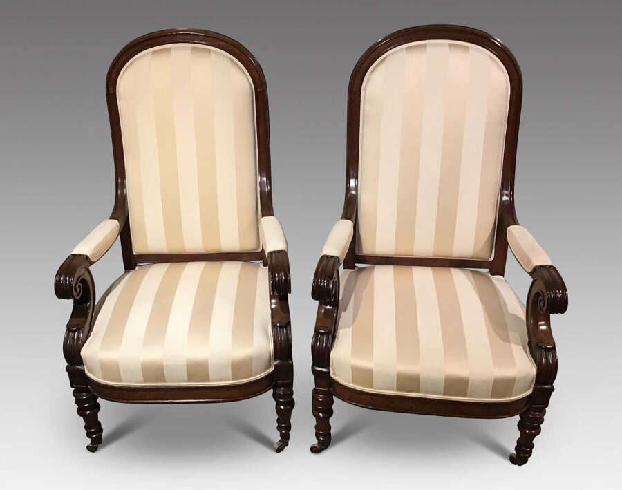 Pair of antique mahogany armchairs