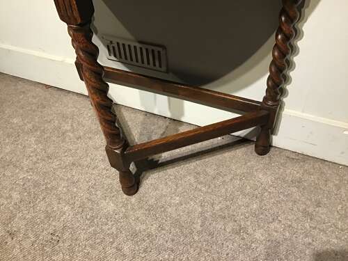 Oak demi lune sidetable.