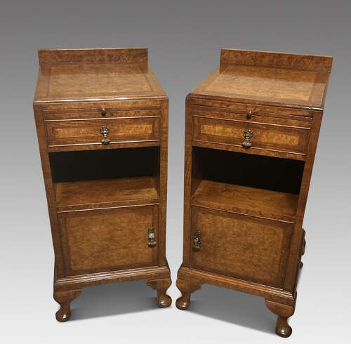 Pair of walnut bedside cabinets