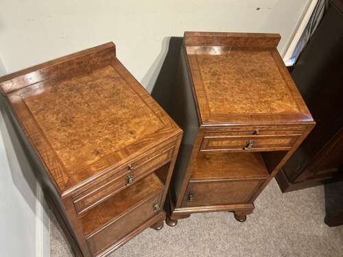 Pair of walnut bedside cabinets
