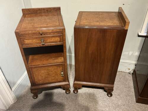 Pair of walnut bedside cabinets