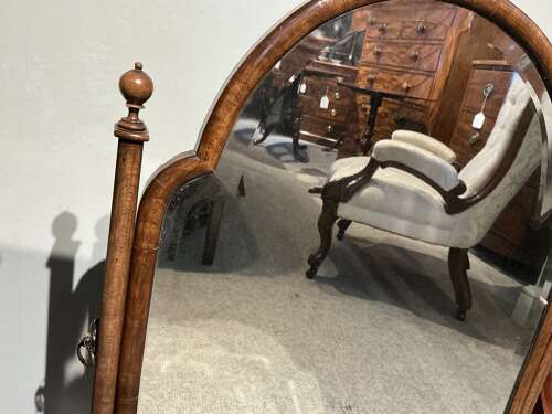 Antique walnut table mirror