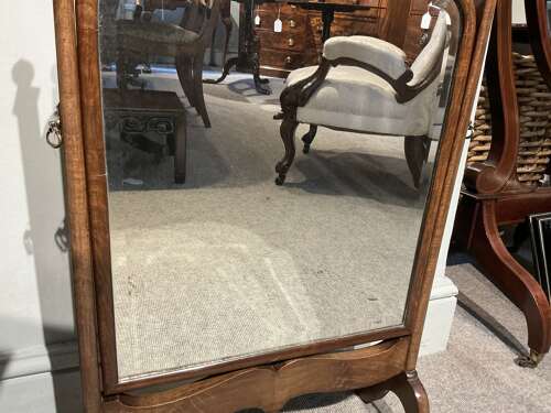 Antique walnut table mirror
