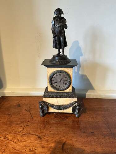 Antique French clock with bronze figure of Napoleon.