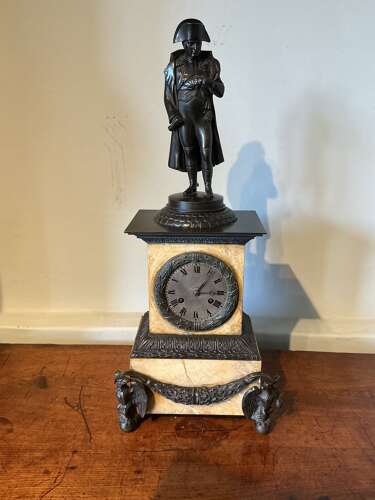 Antique French clock with bronze figure of Napoleon.