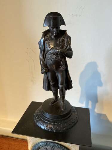 Antique French clock with bronze figure of Napoleon.