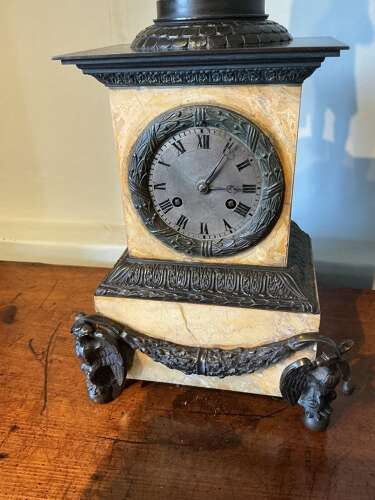 Antique French clock with bronze figure of Napoleon.